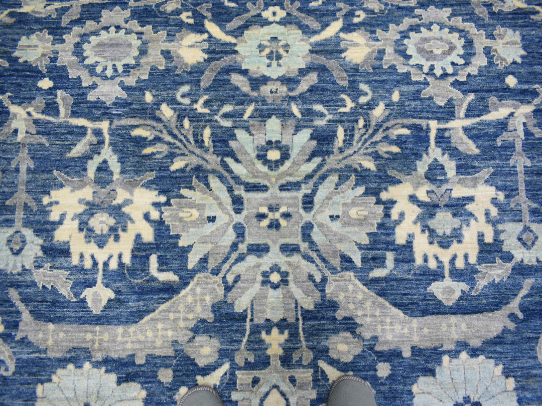 10'2" x 13'6" New Hand Knotted Blue Wool Rectangle Oriental Rug - MOA10271946