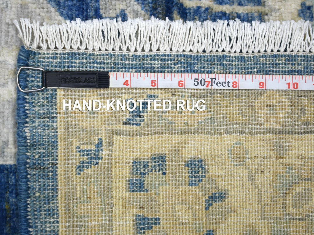 4'0" x 10'3" New Hand Knotted Blue Wool Runner Oriental Rug - MOA10271950