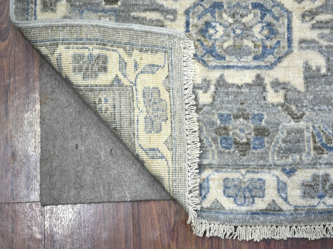 2'6" x 9'9" New Hand Knotted Grey Wool Runner Oriental Rug - MOA10271952