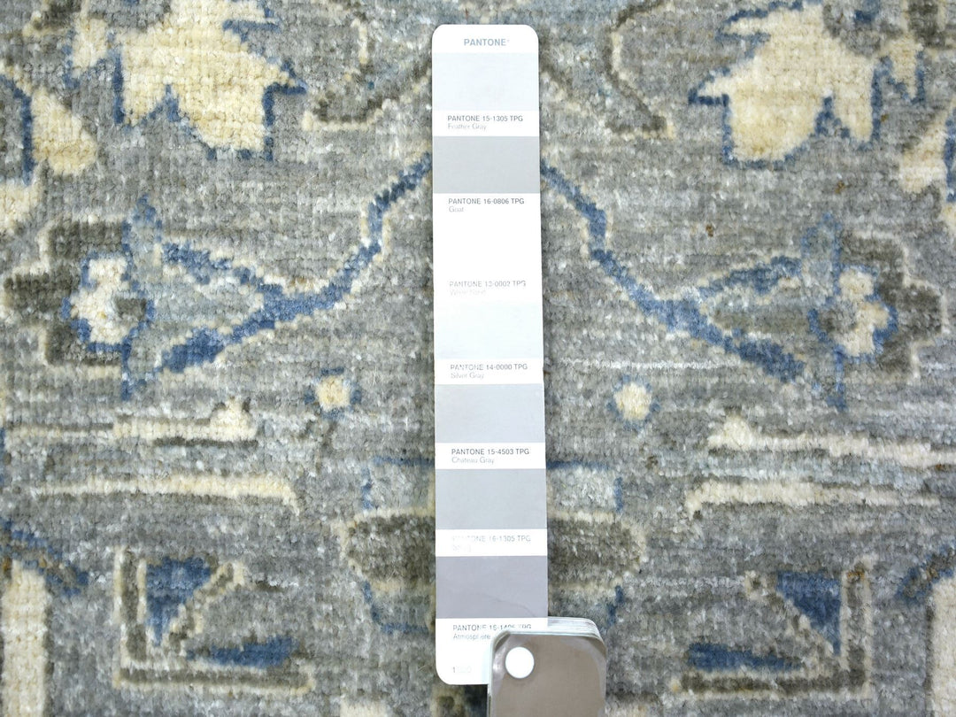 2'6" x 9'9" New Hand Knotted Grey Wool Runner Oriental Rug - MOA10271952
