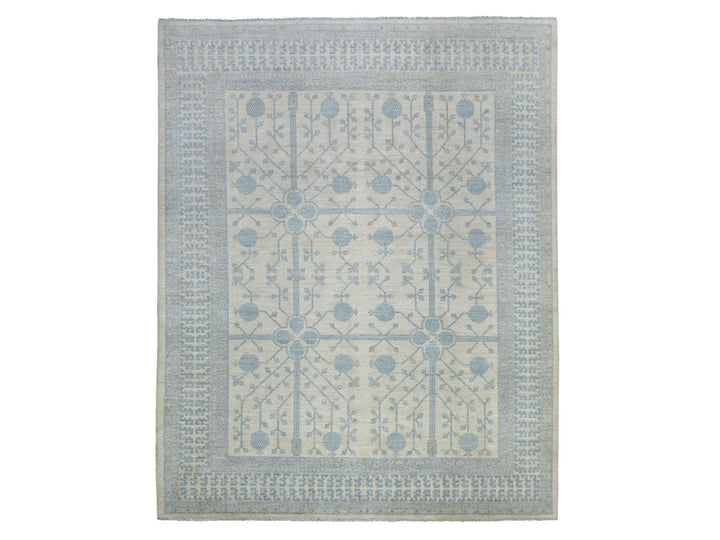 9'0" x 11'0" New Hand Knotted Ivory Wool Rectangle Oriental Rug - MOA10271964