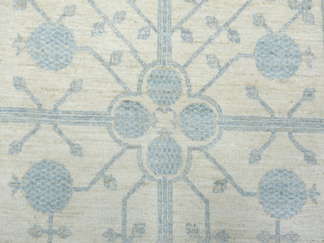 9'0" x 11'0" New Hand Knotted Ivory Wool Rectangle Oriental Rug - MOA10271964