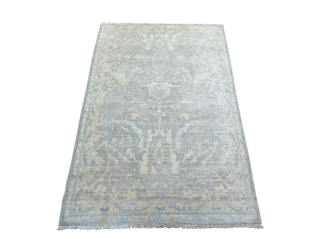 3'0" x 5'0" New Hand Knotted Grey Wool Rectangle Oriental Rug - MOA10271980