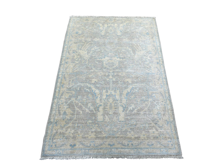3'0" x 5'0" New Hand Knotted Grey Wool Rectangle Oriental Rug - MOA10271980