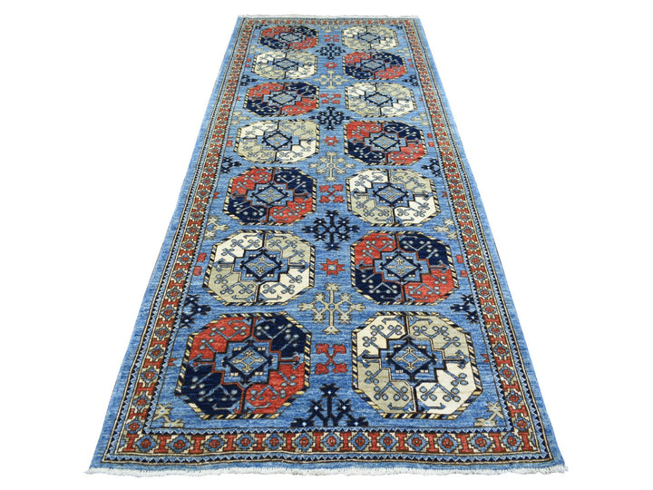 4'6" x 10'0" New Hand Knotted Blue Wool Runner Oriental Rug - MOA10271992