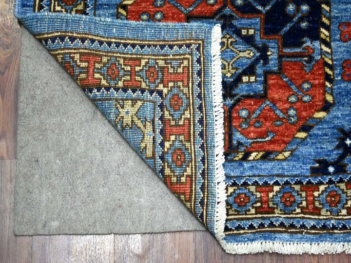 4'6" x 10'0" New Hand Knotted Blue Wool Runner Oriental Rug - MOA10271992