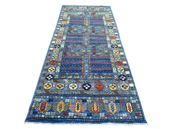 4'1" x 9'10" New Hand Knotted Blue Wool Runner Oriental Rug - MOA10271994