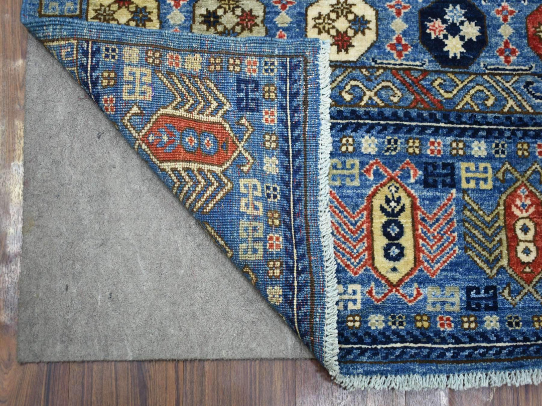 4'1" x 9'10" New Hand Knotted Blue Wool Runner Oriental Rug - MOA10271994