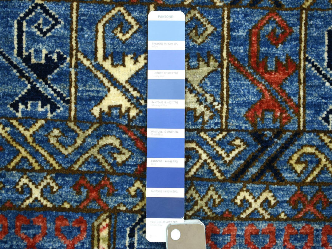 4'1" x 9'10" New Hand Knotted Blue Wool Runner Oriental Rug - MOA10271994