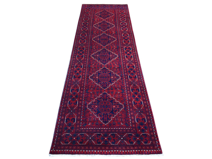2'9" x 9'5" New Hand Knotted Red Wool Runner Oriental Rug - MOA10272015
