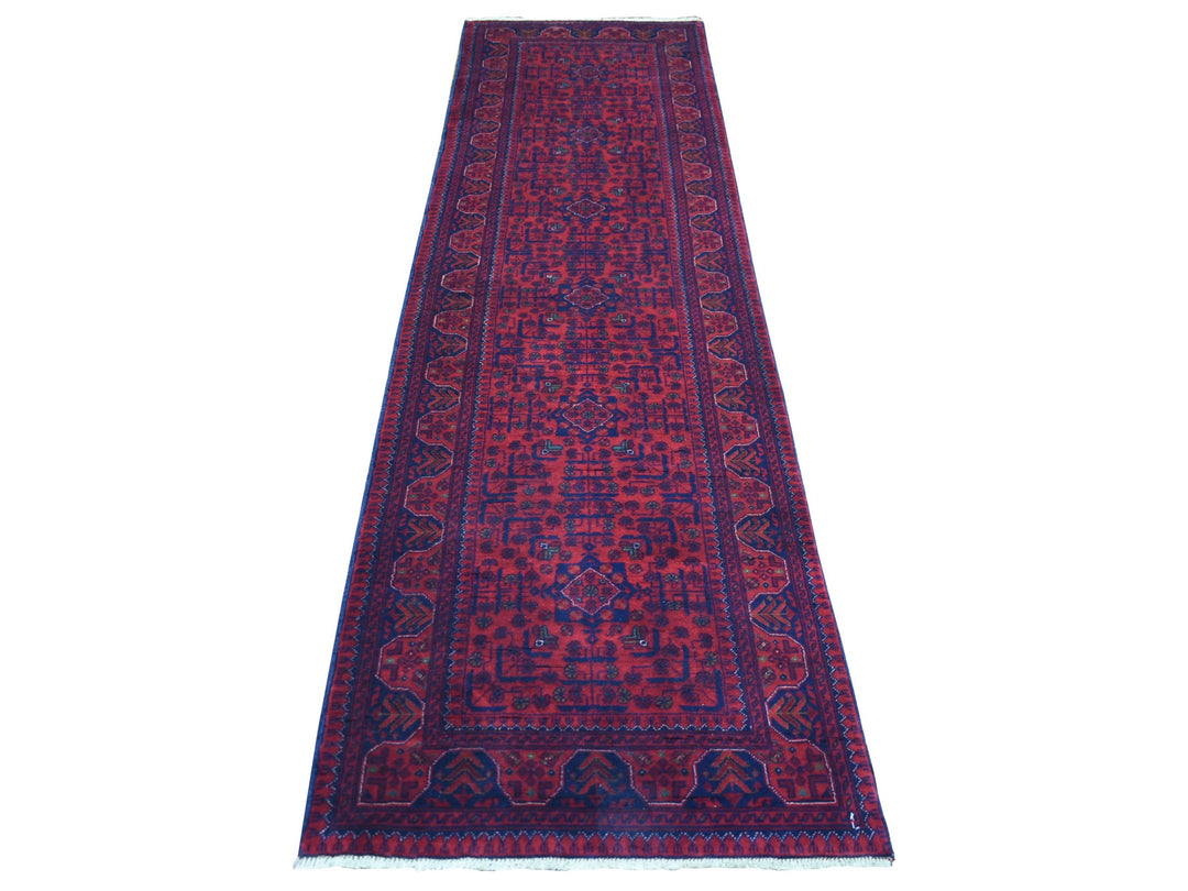 2'8" x 9'8" New Hand Knotted Red Wool Runner Oriental Rug - MOA10272022