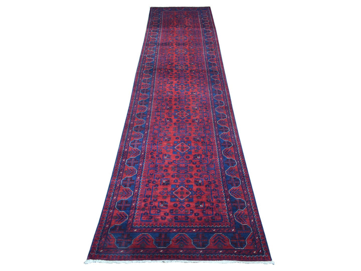 2'10" x 12'8" New Hand Knotted Red Wool Runner Oriental Rug - MOA10272023
