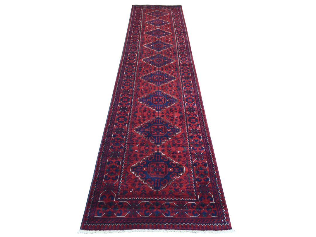 2'8" x 12'9" New Hand Knotted Red Wool Runner Oriental Rug - MOA10272024