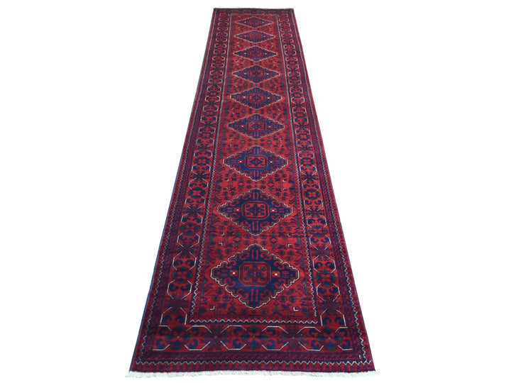 2'8" x 12'9" New Hand Knotted Red Wool Runner Oriental Rug - MOA10272024