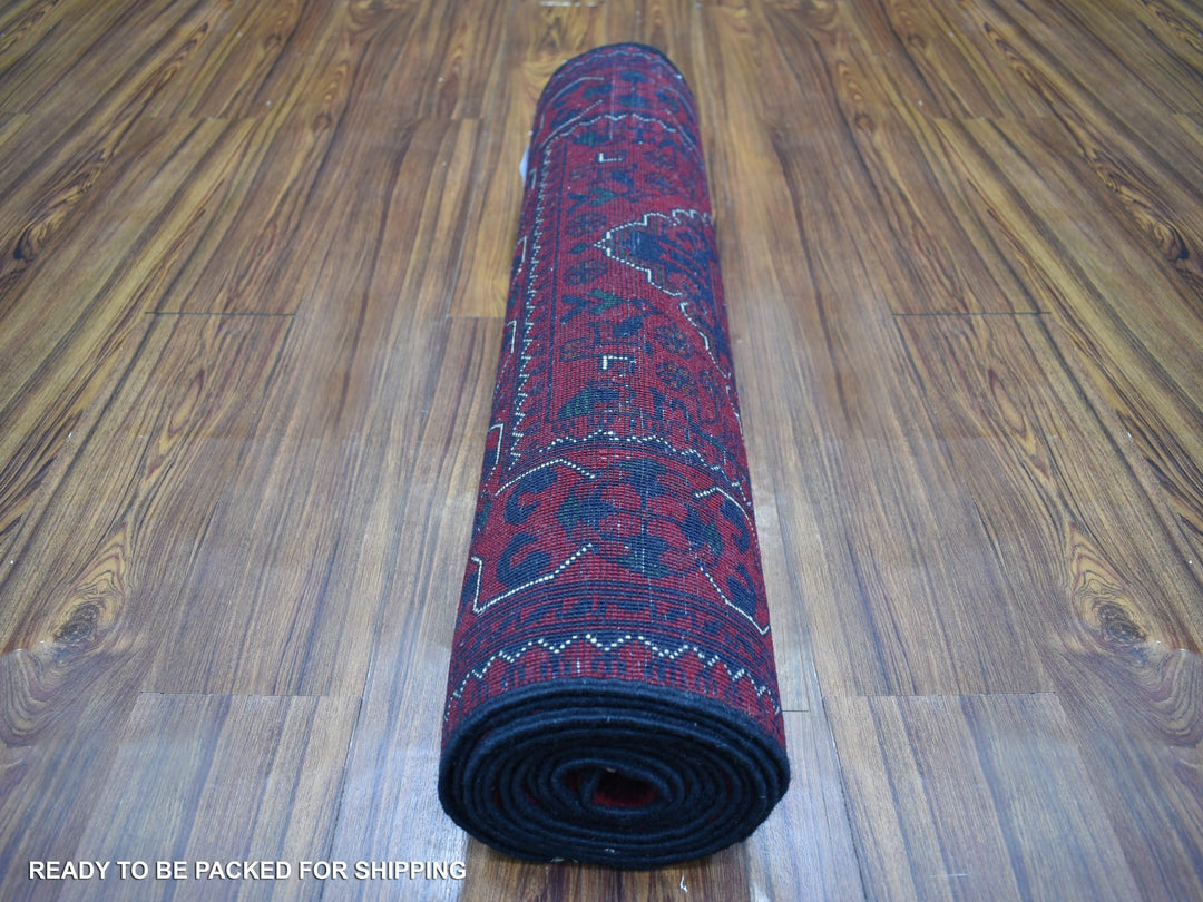 2'8" x 12'9" New Hand Knotted Red Wool Runner Oriental Rug - MOA10272024