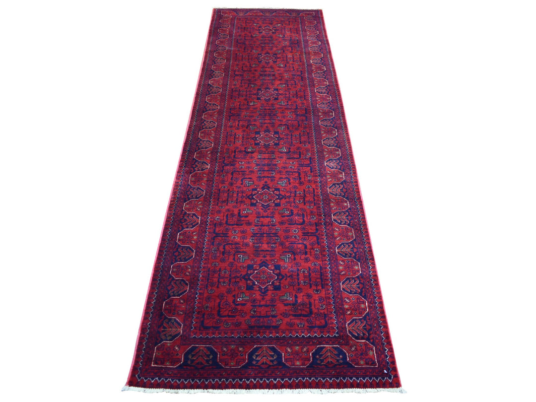 2'8" x 9'7" New Hand Knotted Red Wool Runner Oriental Rug - MOA10272027