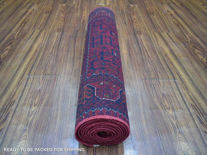 2'8" x 9'7" New Hand Knotted Red Wool Runner Oriental Rug - MOA10272027