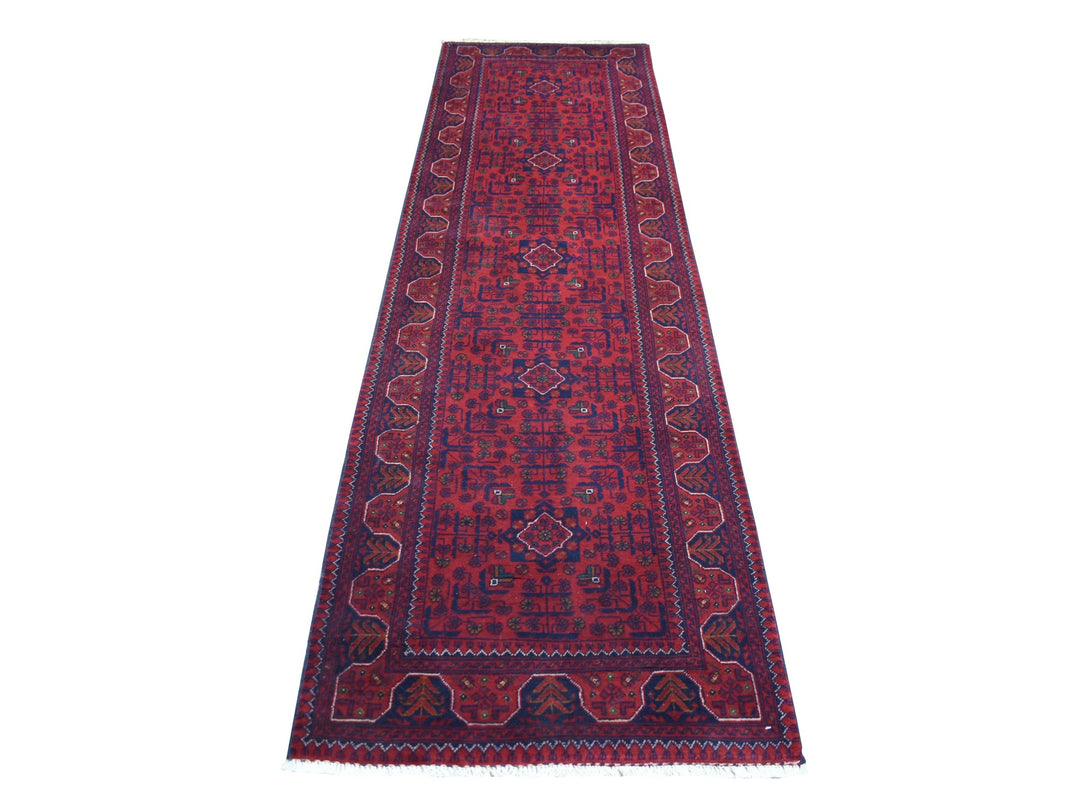 2'9" x 9'10" New Hand Knotted Red Wool Runner Oriental Rug - MOA10272030