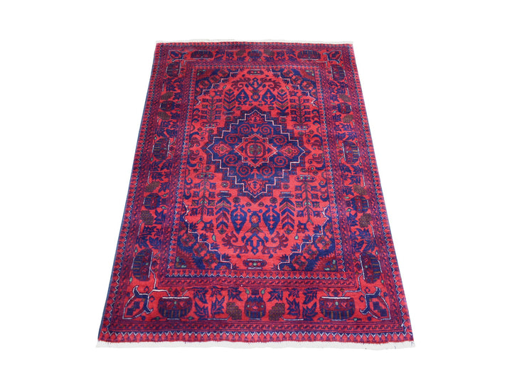 3'5" x 5'0" New Hand Knotted Red Wool Rectangle Oriental Rug - MOA10272034