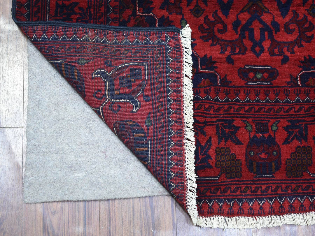 3'5" x 5'0" New Hand Knotted Red Wool Rectangle Oriental Rug - MOA10272034