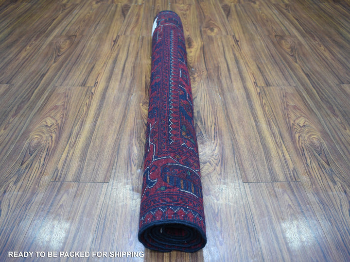 3'5" x 5'0" New Hand Knotted Red Wool Rectangle Oriental Rug - MOA10272034