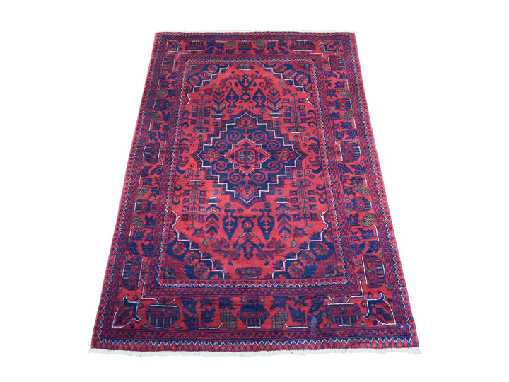 3'3" x 4'10" New Hand Knotted Red Wool Rectangle Oriental Rug - MOA10272038