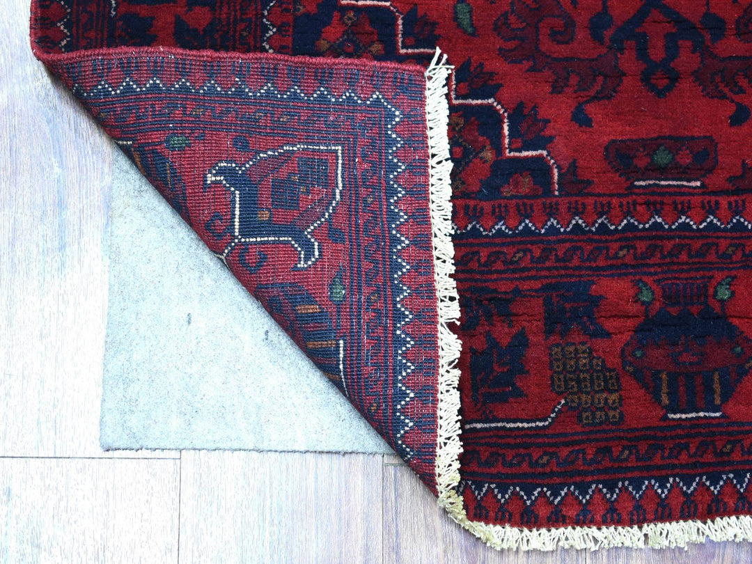 3'3" x 4'10" New Hand Knotted Red Wool Rectangle Oriental Rug - MOA10272038
