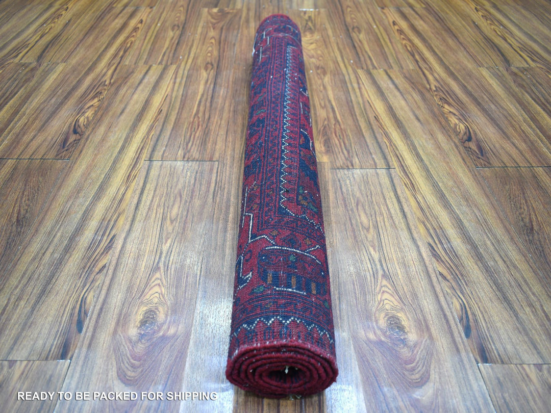 3'3" x 4'10" New Hand Knotted Red Wool Rectangle Oriental Rug - MOA10272038