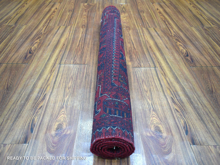 3'3" x 4'10" New Hand Knotted Red Wool Rectangle Oriental Rug - MOA10272038