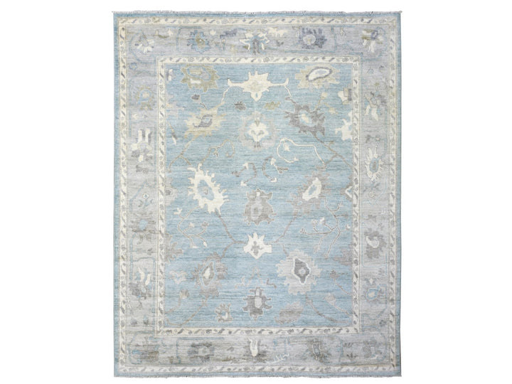8'2" x 9'9" New Hand Knotted Blue Wool Rectangle Oriental Rug - MOA10272041