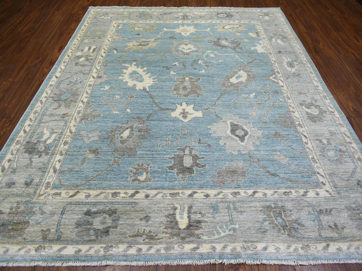 8'2" x 9'9" New Hand Knotted Blue Wool Rectangle Oriental Rug - MOA10272041