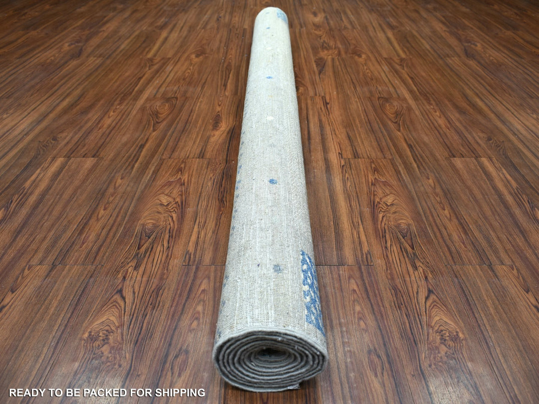 6'1" x 9'0" New Hand Knotted Grey Wool Rectangle Oriental Rug - MOA10272067