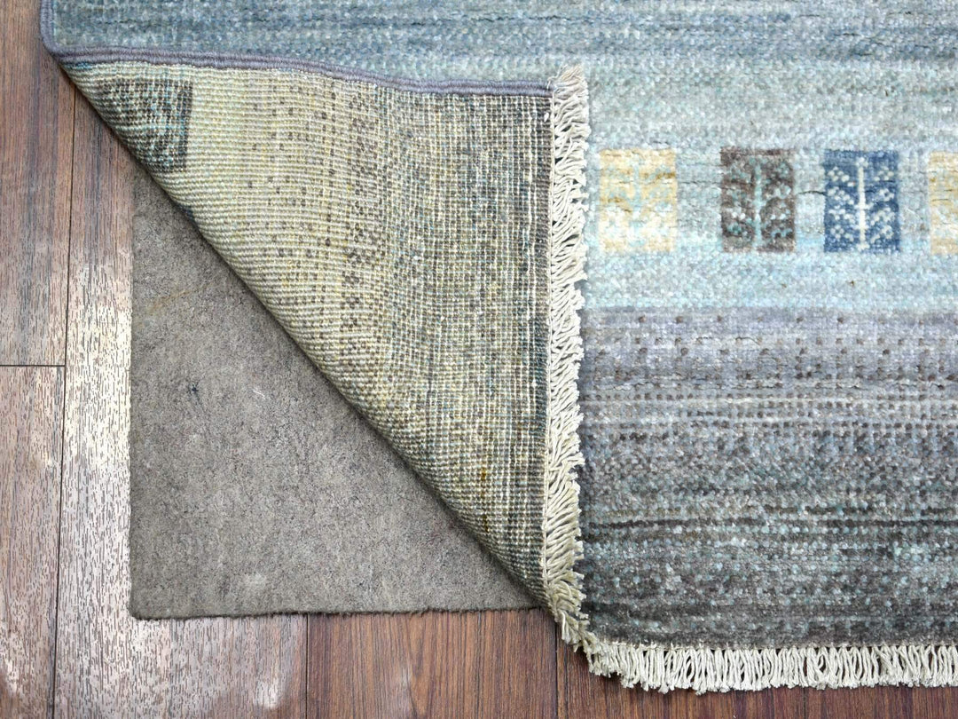 2'8" x 7'8" New Hand Knotted Grey Wool Runner Oriental Rug - MOA10272068