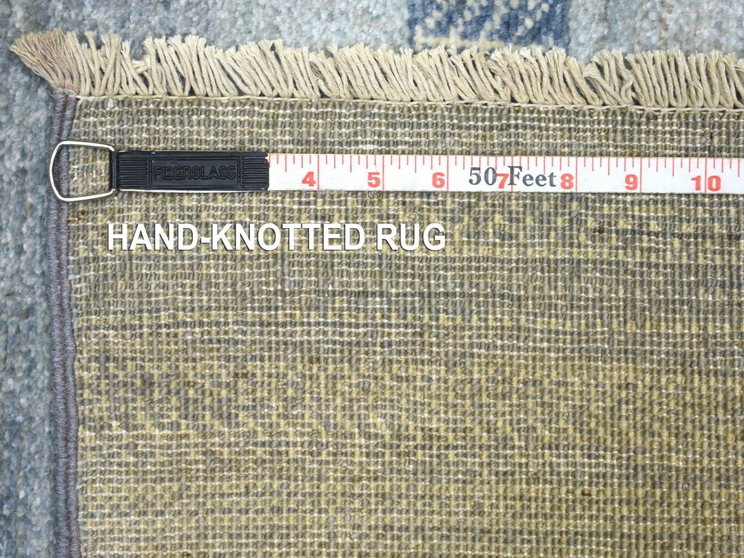 2'8" x 7'8" New Hand Knotted Grey Wool Runner Oriental Rug - MOA10272068