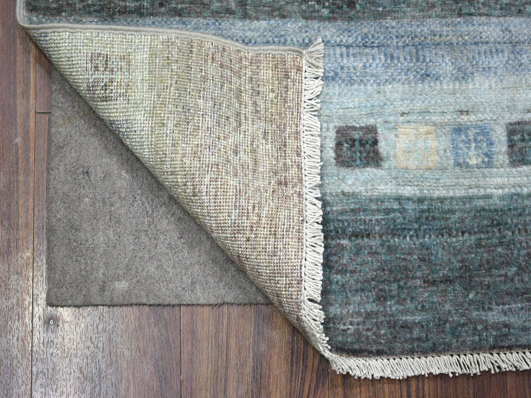 2'6" x 5'5" New Hand Knotted Grey Wool Runner Oriental Rug - MOA10272069