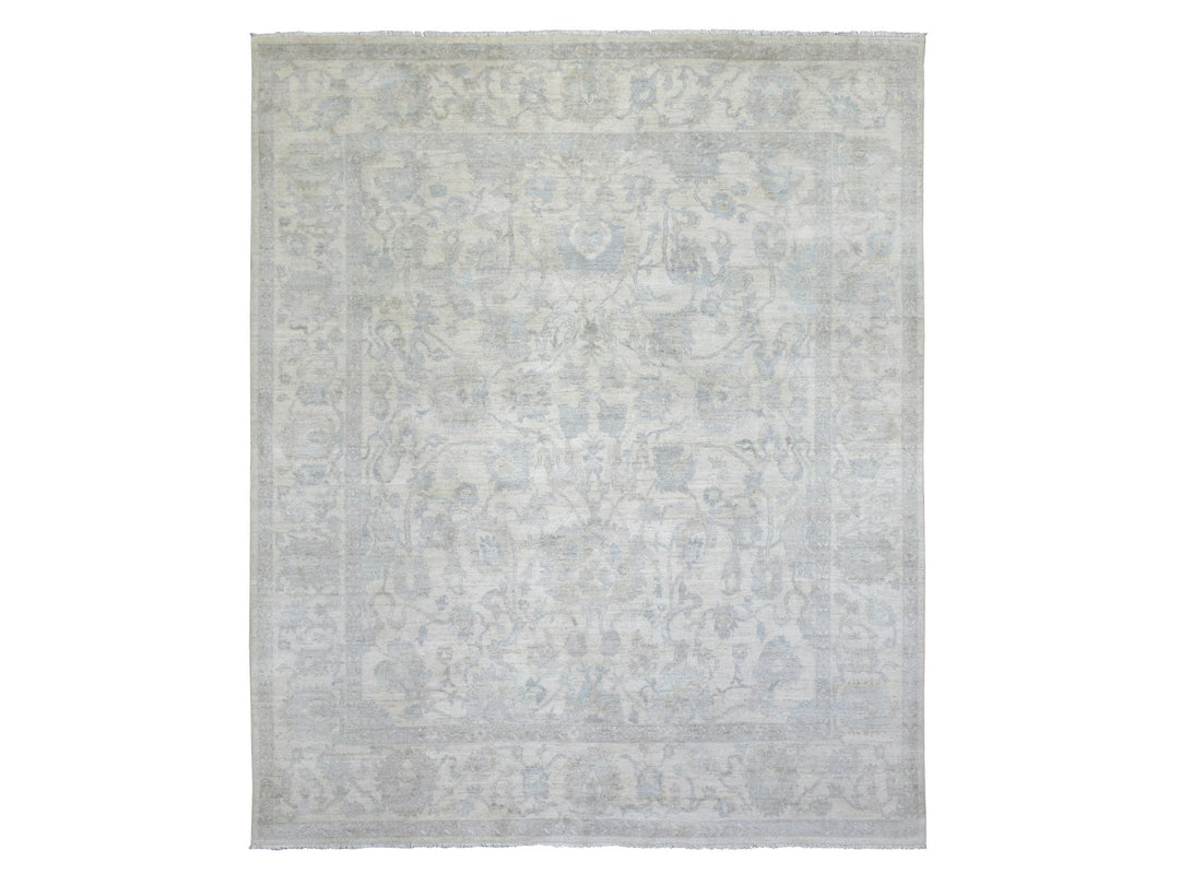 8'3" x 9'8" New Hand Knotted Ivory Wool Rectangle Oriental Rug - MOA10272084