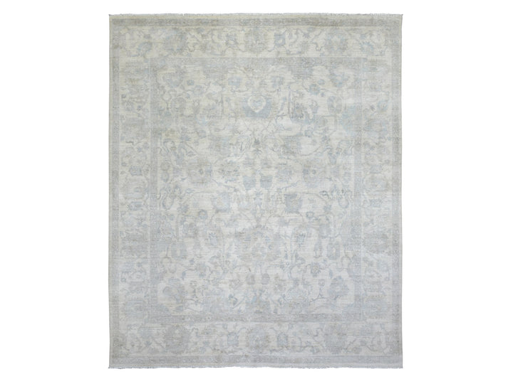 8'3" x 9'8" New Hand Knotted Ivory Wool Rectangle Oriental Rug - MOA10272084