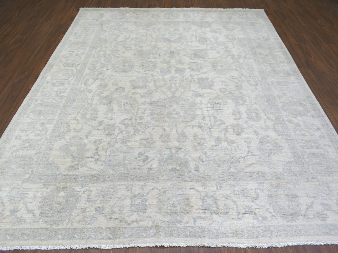 8'3" x 9'8" New Hand Knotted Ivory Wool Rectangle Oriental Rug - MOA10272084