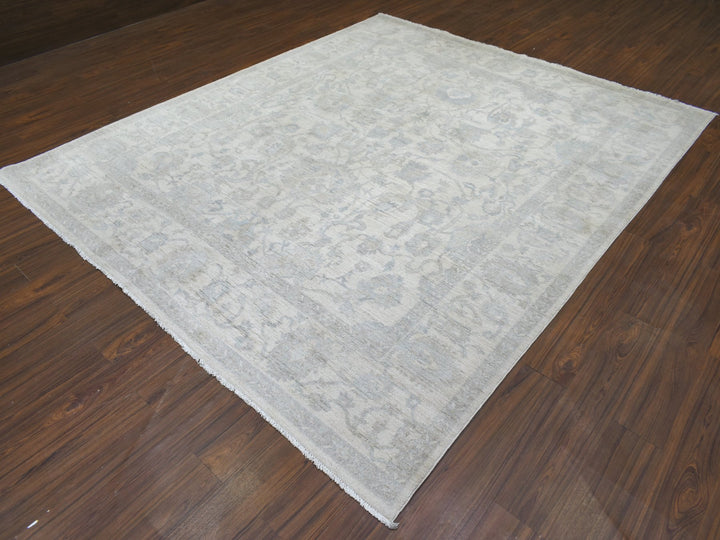 8'3" x 9'8" New Hand Knotted Ivory Wool Rectangle Oriental Rug - MOA10272084