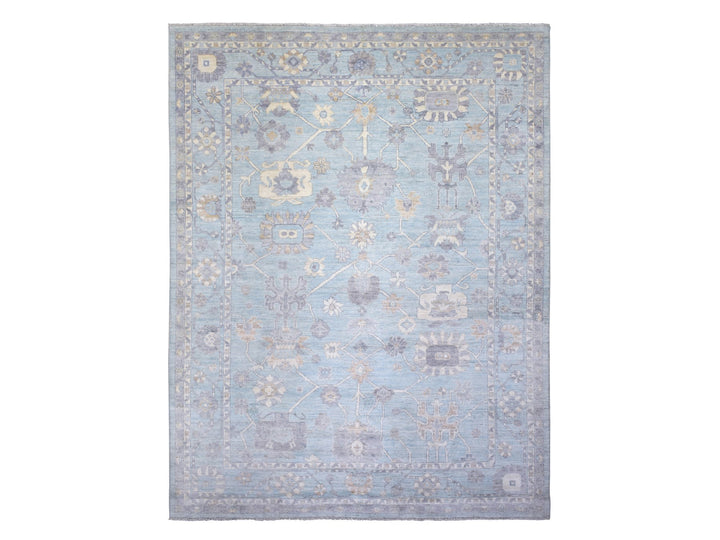 9'3" x 12'0" New Hand Knotted Blue Wool Rectangle Oriental Rug - MOA10272140