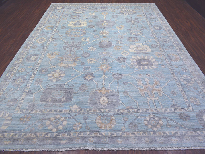 9'3" x 12'0" New Hand Knotted Blue Wool Rectangle Oriental Rug - MOA10272140