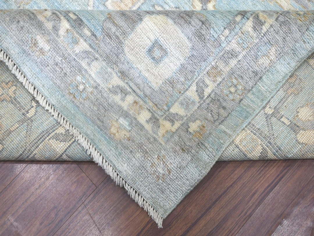9'3" x 12'0" New Hand Knotted Blue Wool Rectangle Oriental Rug - MOA10272140