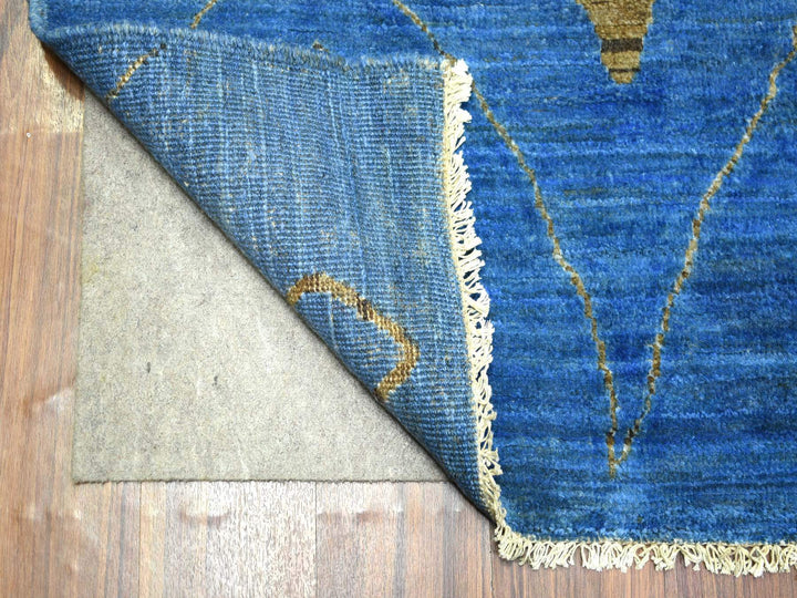 8'4" x 9'4" New Hand Knotted Blue Wool Rectangle Oriental Rug - MOA10272160