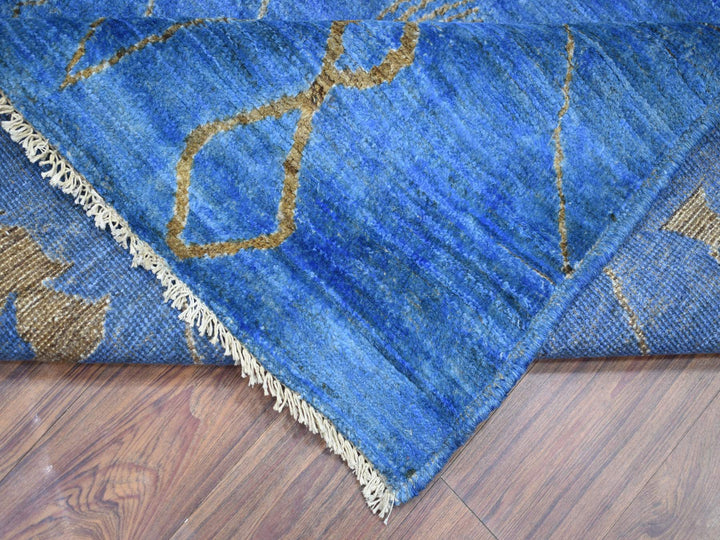 8'4" x 9'4" New Hand Knotted Blue Wool Rectangle Oriental Rug - MOA10272160