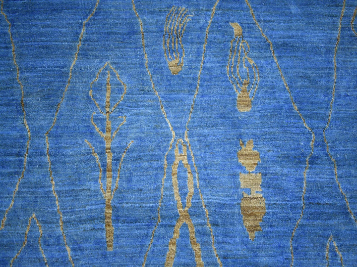 8'4" x 9'4" New Hand Knotted Blue Wool Rectangle Oriental Rug - MOA10272160