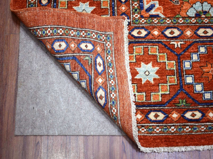 9'9" x 13'6" New Hand Knotted Orange Wool Rectangle Oriental Rug - MOA10272171