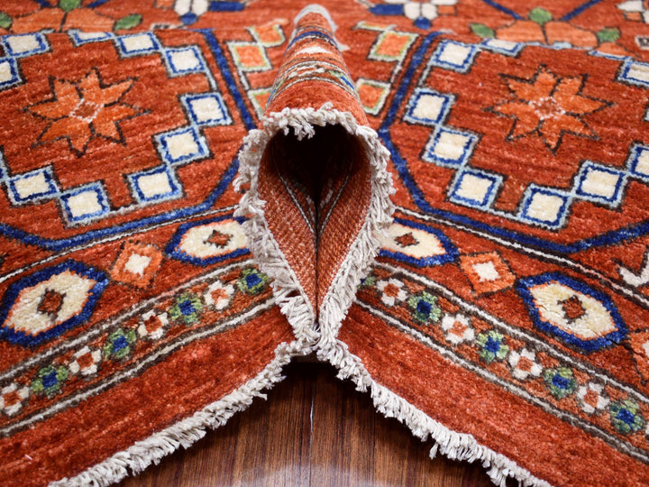 9'9" x 13'6" New Hand Knotted Orange Wool Rectangle Oriental Rug - MOA10272171