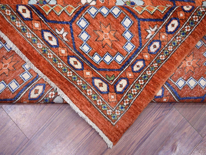 9'9" x 13'6" New Hand Knotted Orange Wool Rectangle Oriental Rug - MOA10272171