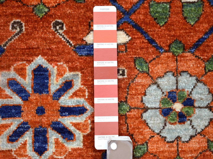 9'9" x 13'6" New Hand Knotted Orange Wool Rectangle Oriental Rug - MOA10272171