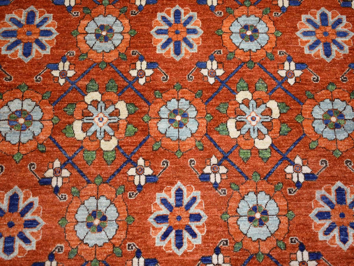 9'9" x 13'6" New Hand Knotted Orange Wool Rectangle Oriental Rug - MOA10272171